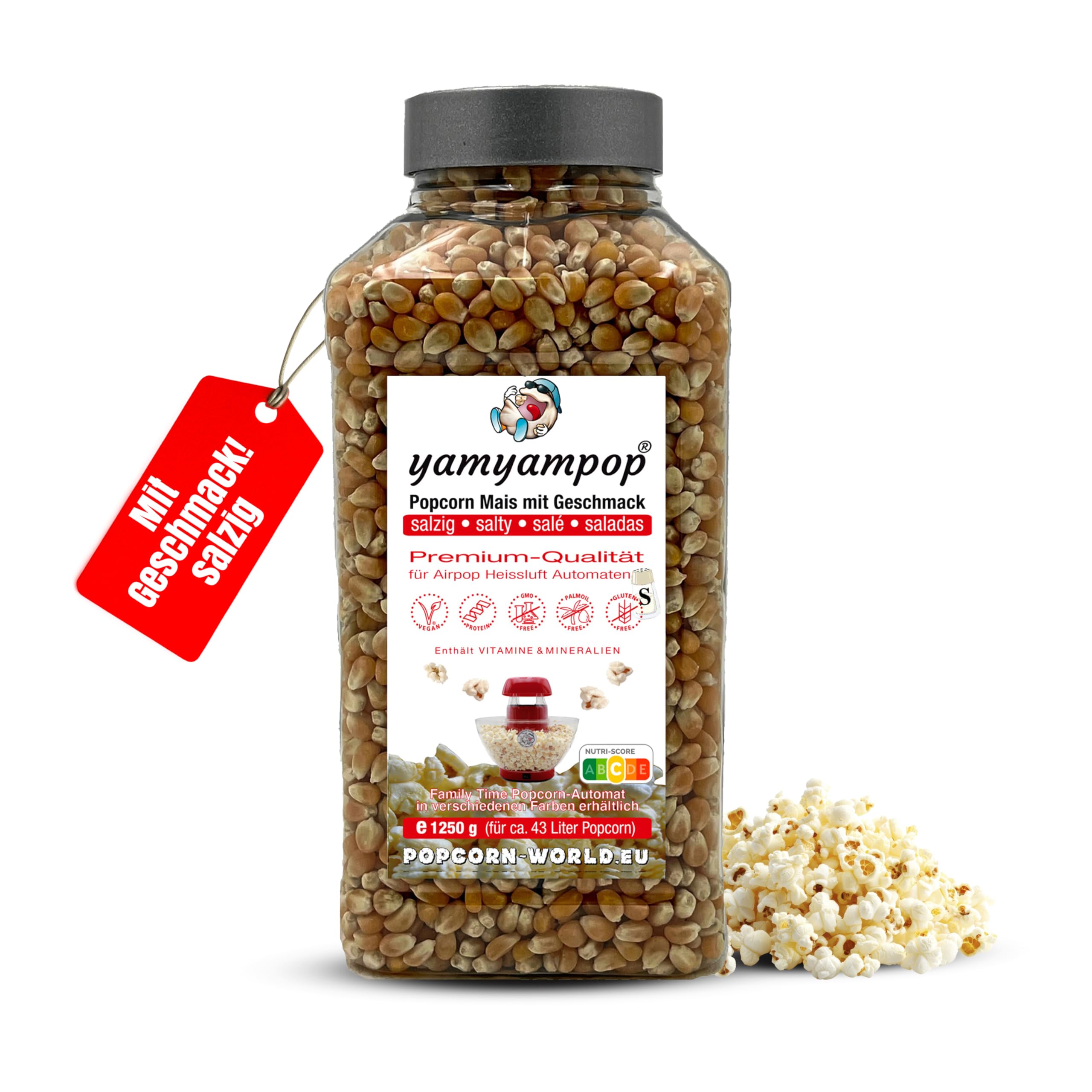 Family Time Popcorn Automat GRÜN + 1250g Mais SALZIG