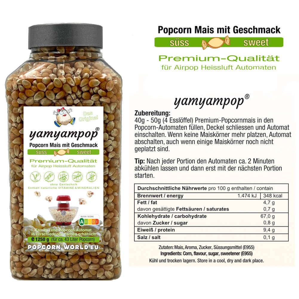 Mais in 1250g Becher - verschiedene Geschmacksrichtungen