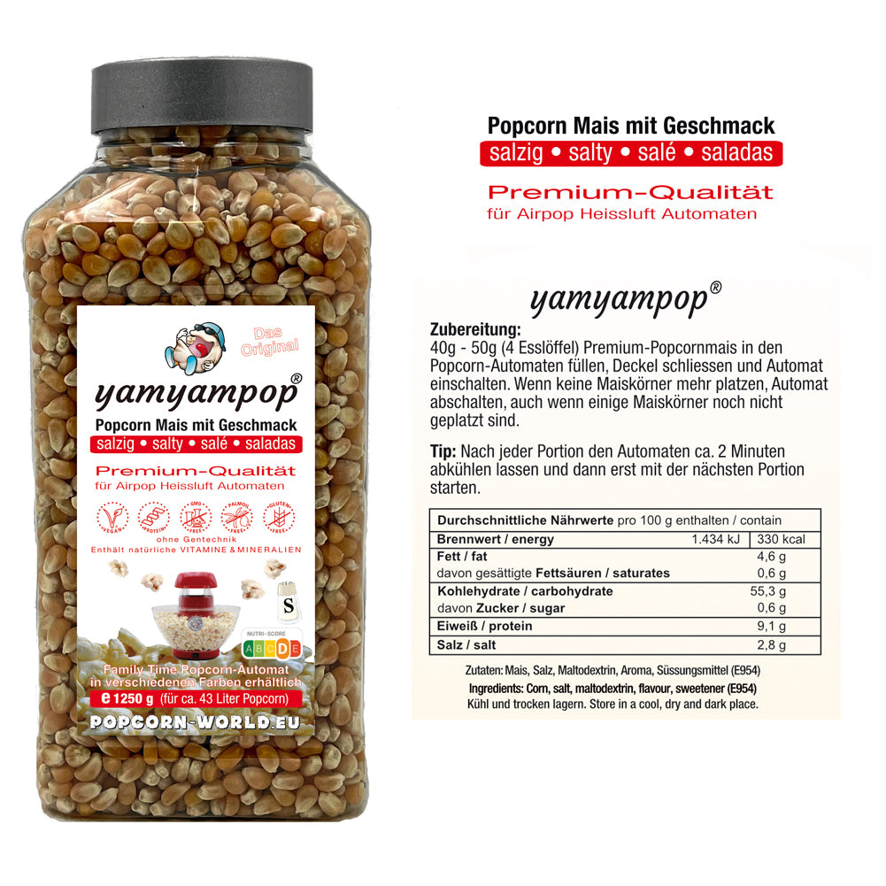 Mais in 1250g Becher - verschiedene Geschmacksrichtungen