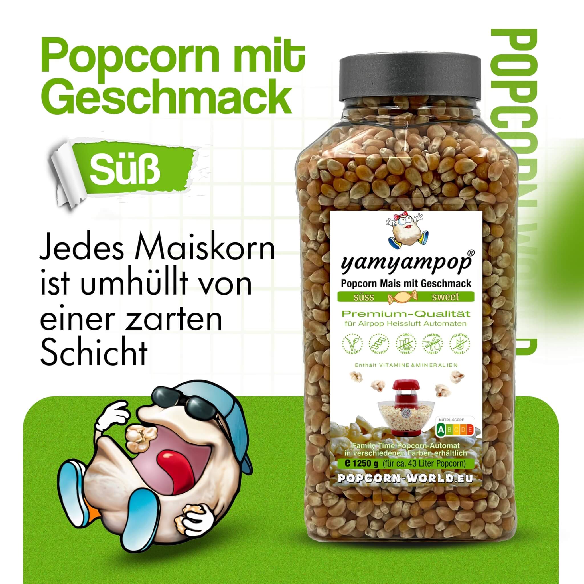 Popcorn-Mais süss im 1250g Becher