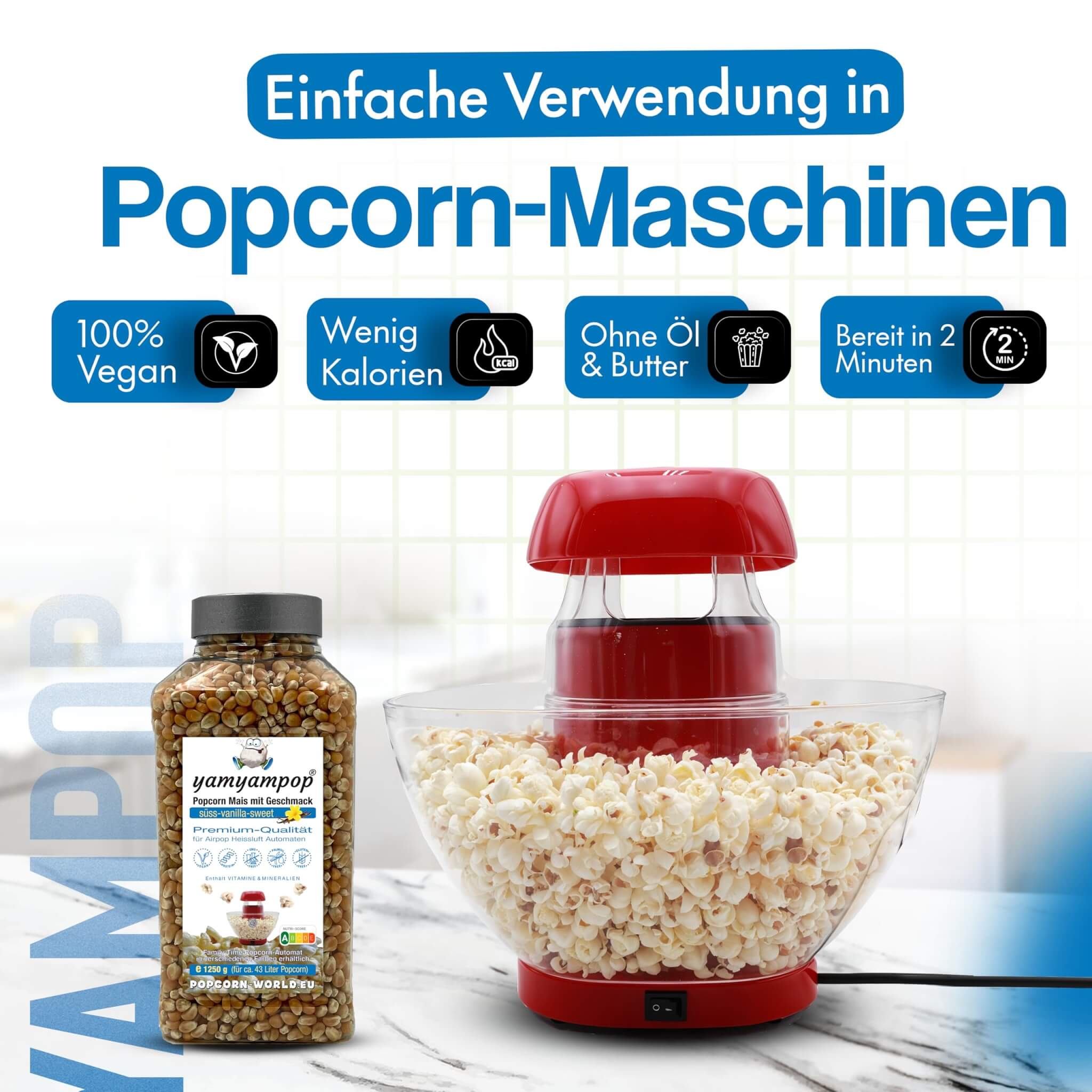 Popcorn-Mais vanille im 1250g Becher
