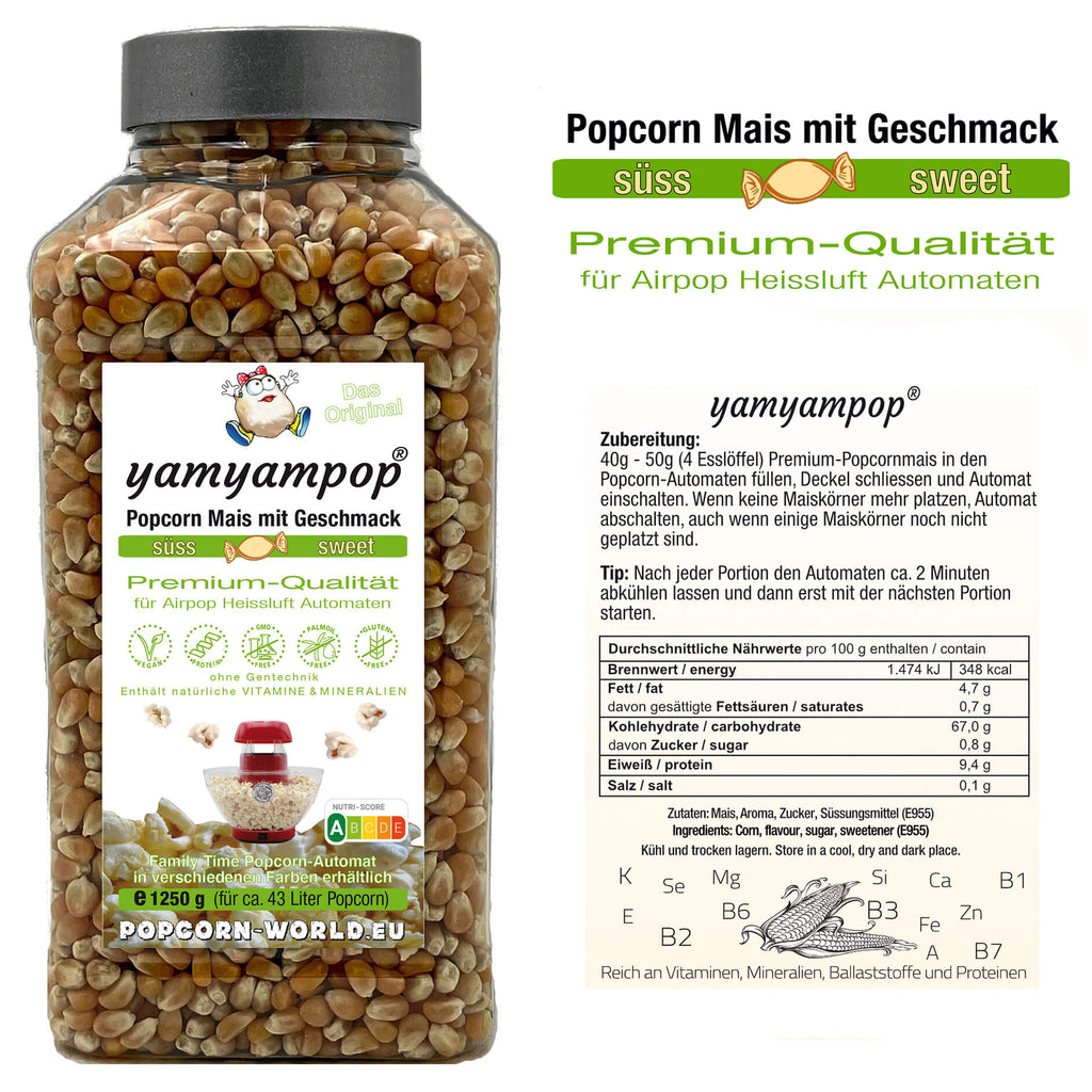 Popcorn-Mais süss im 1250g Becher
