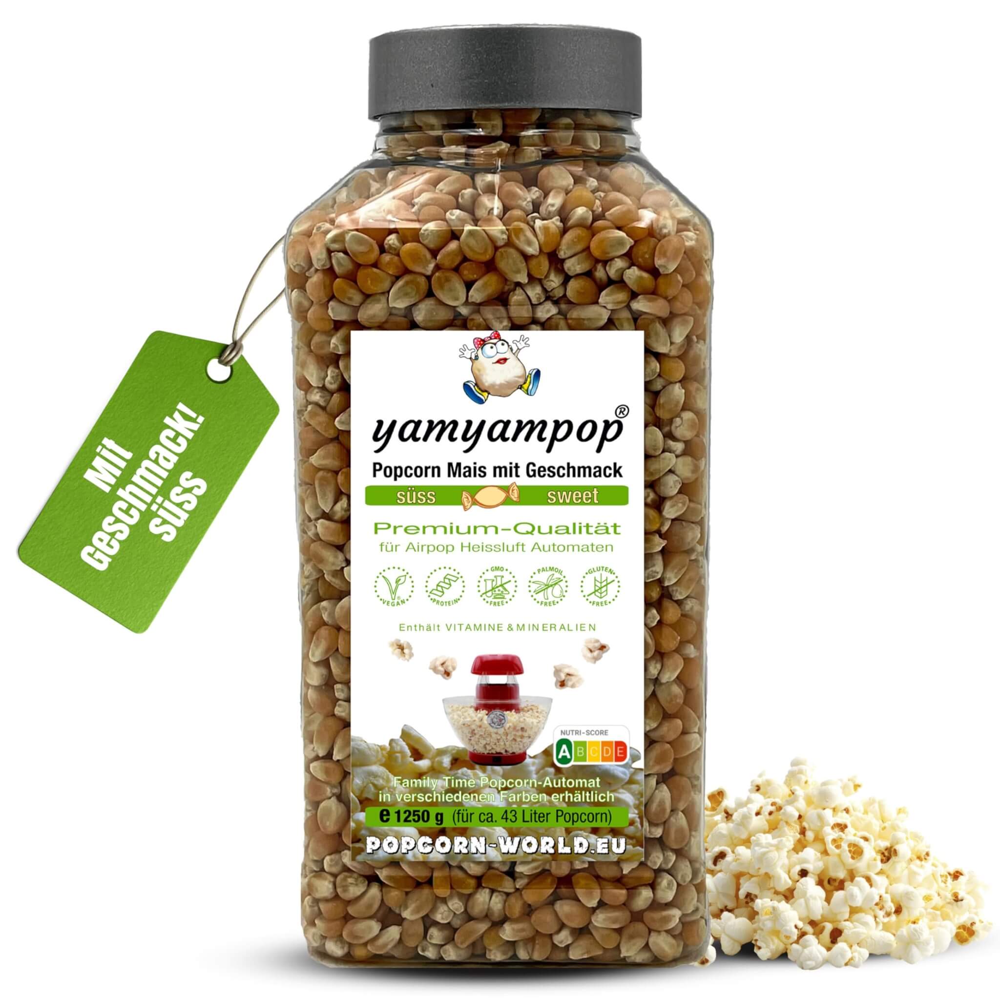 Popcorn-Mais süss im 1250g Becher