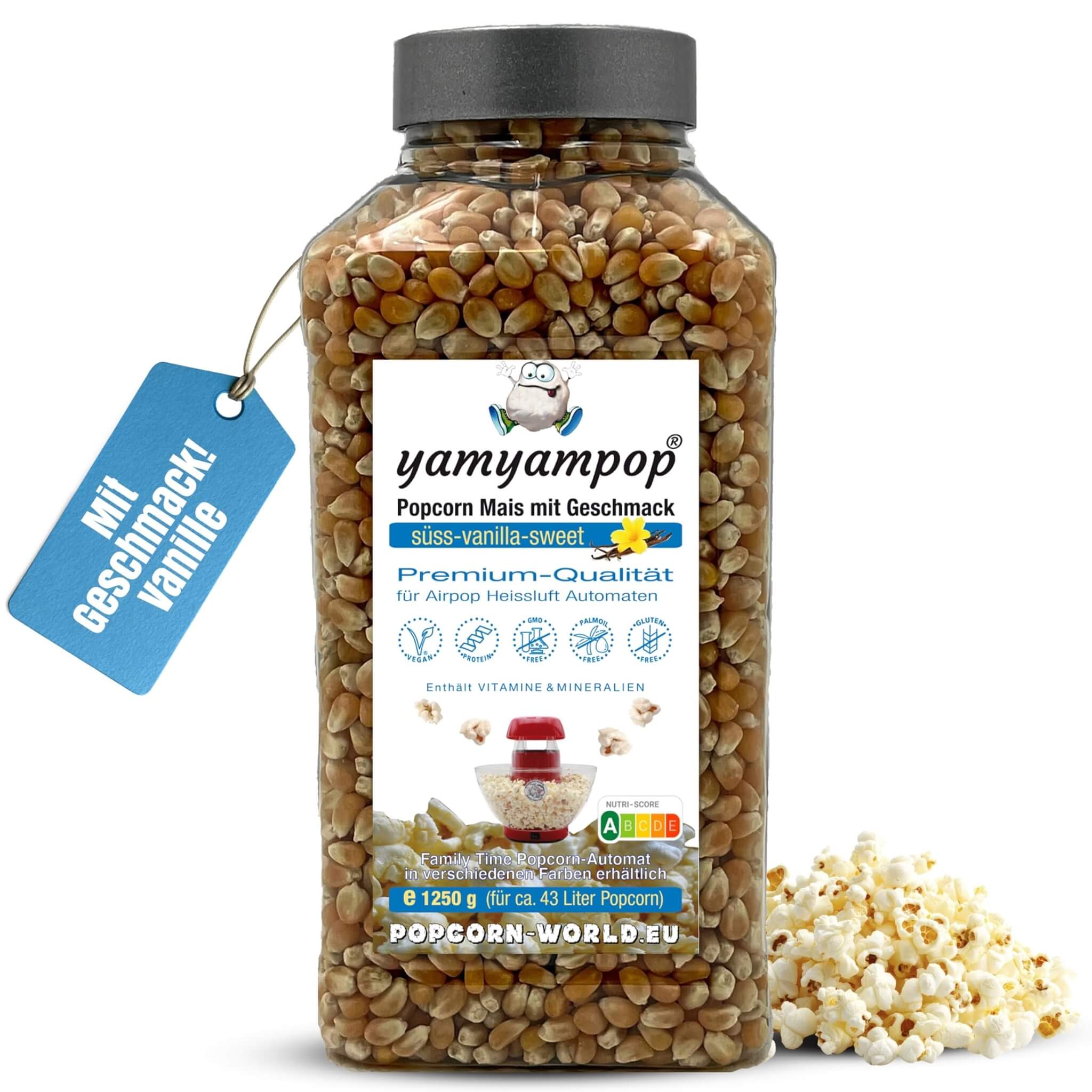 Popcorn-Mais vanille im 1250g Becher