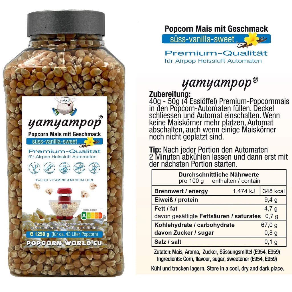 Popcorn-Mais vanille im 1250g Becher